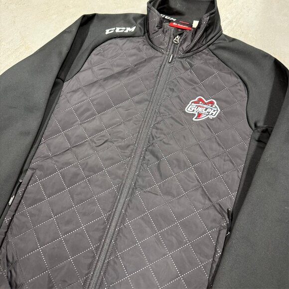 CCM Guelph Storm OHL Full Zip Up Quilted Track Jacket Windbreaker Black Small - Picture 2 of 8
